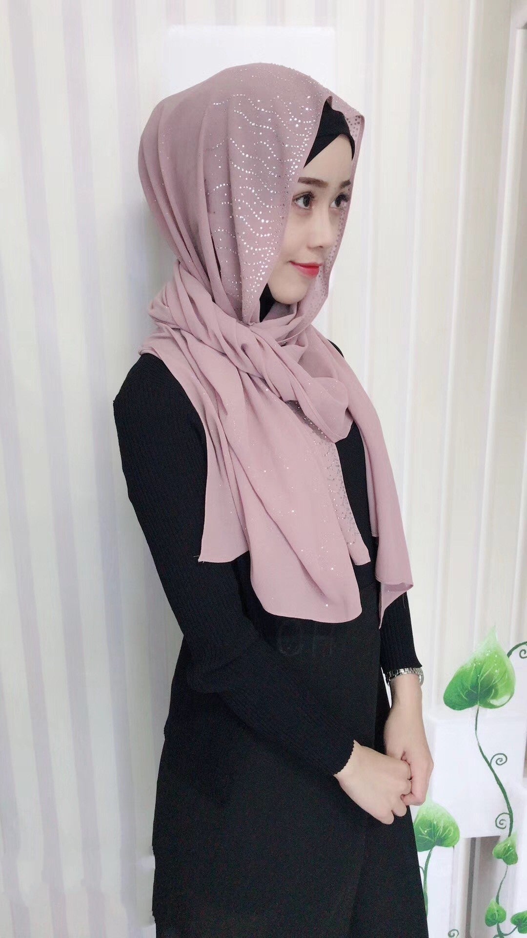 Chiffon Silber Diamant Mode Hijjab