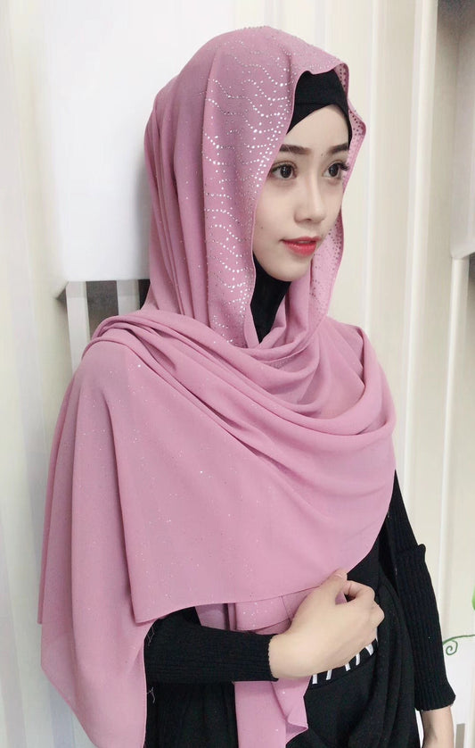 Chiffon Silber Diamant Mode Hijjab