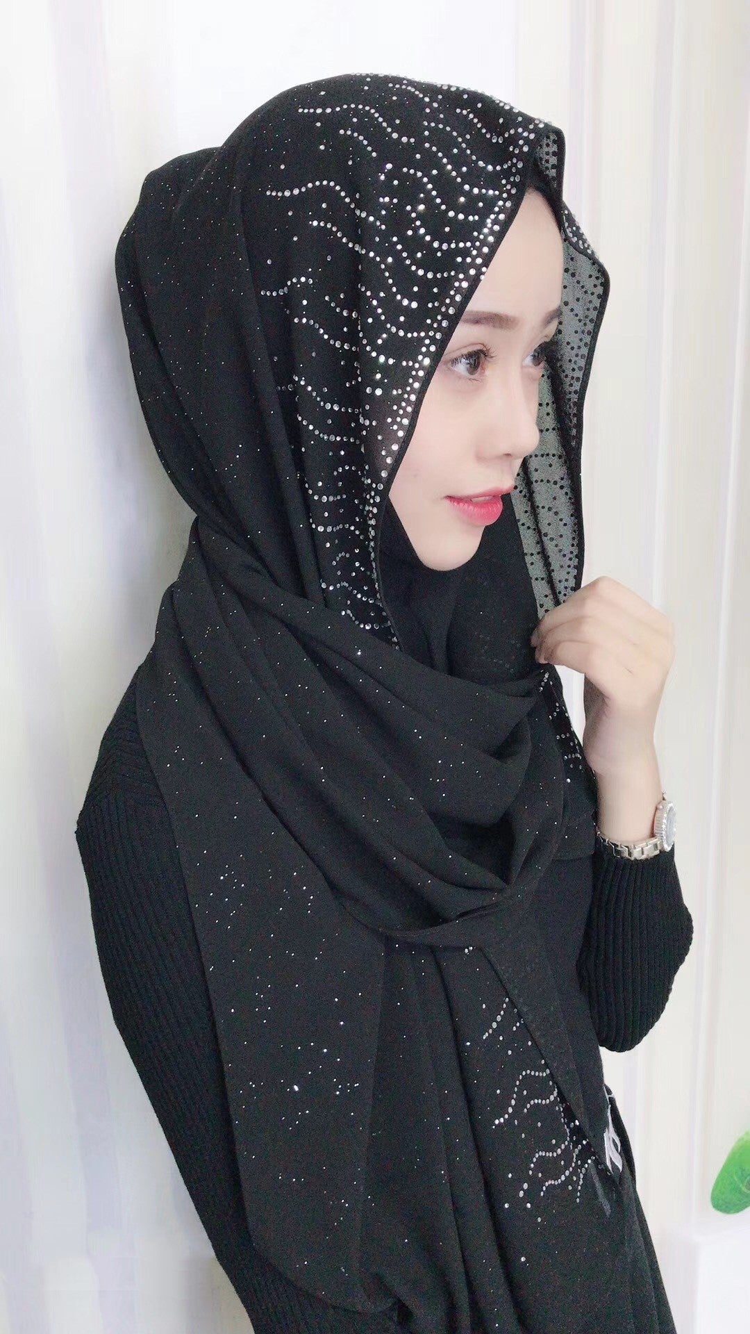 Chiffon Silber Diamant Mode Hijjab