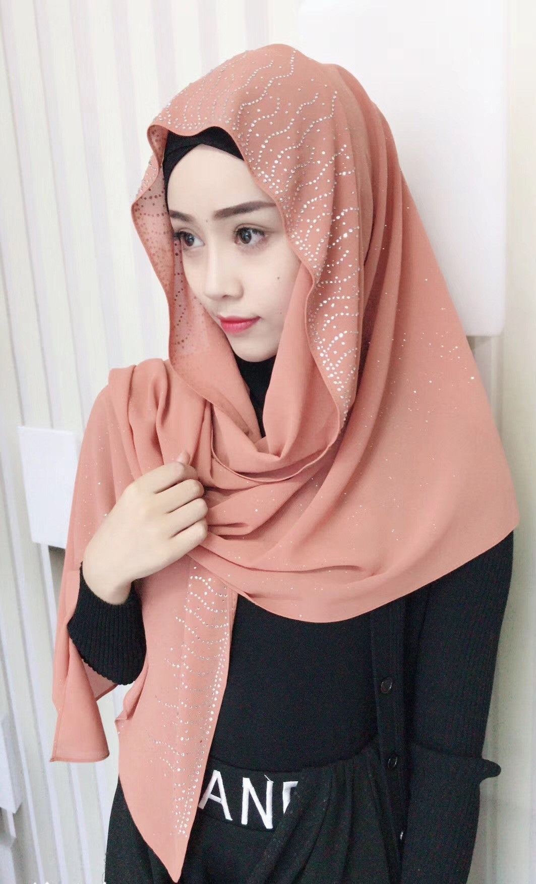 Chiffon Silber Diamant Mode Hijjab