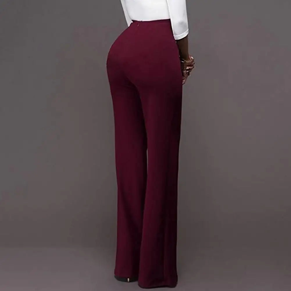 Solid Color Flare Pants Women High Waist