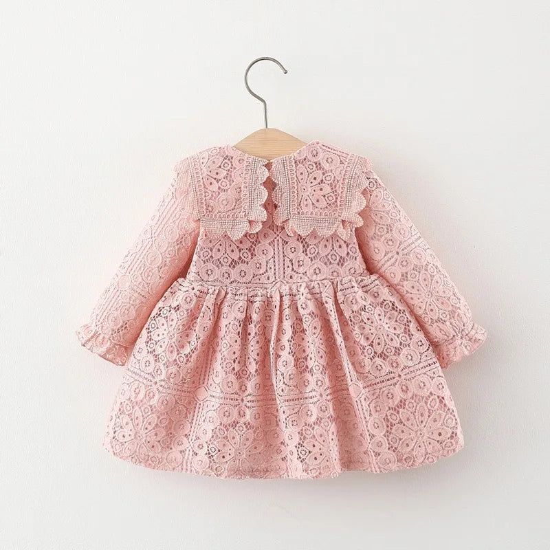 Ropa de bebé niña vestido de costura de malla para niño pequeño