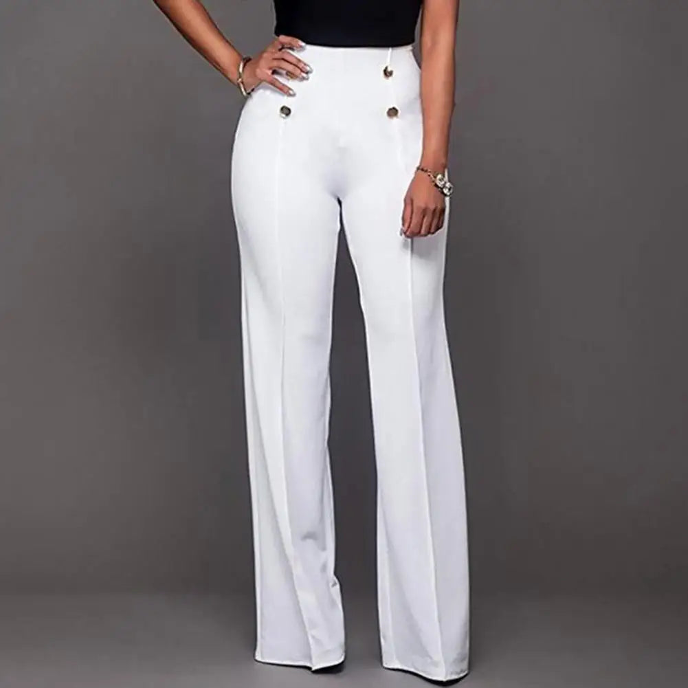 Solid Color Flare Pants Women High Waist