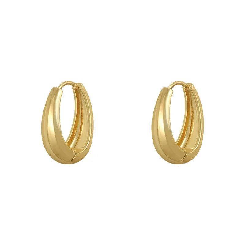 Copper Alloy Smooth Metal Hoop Earrings