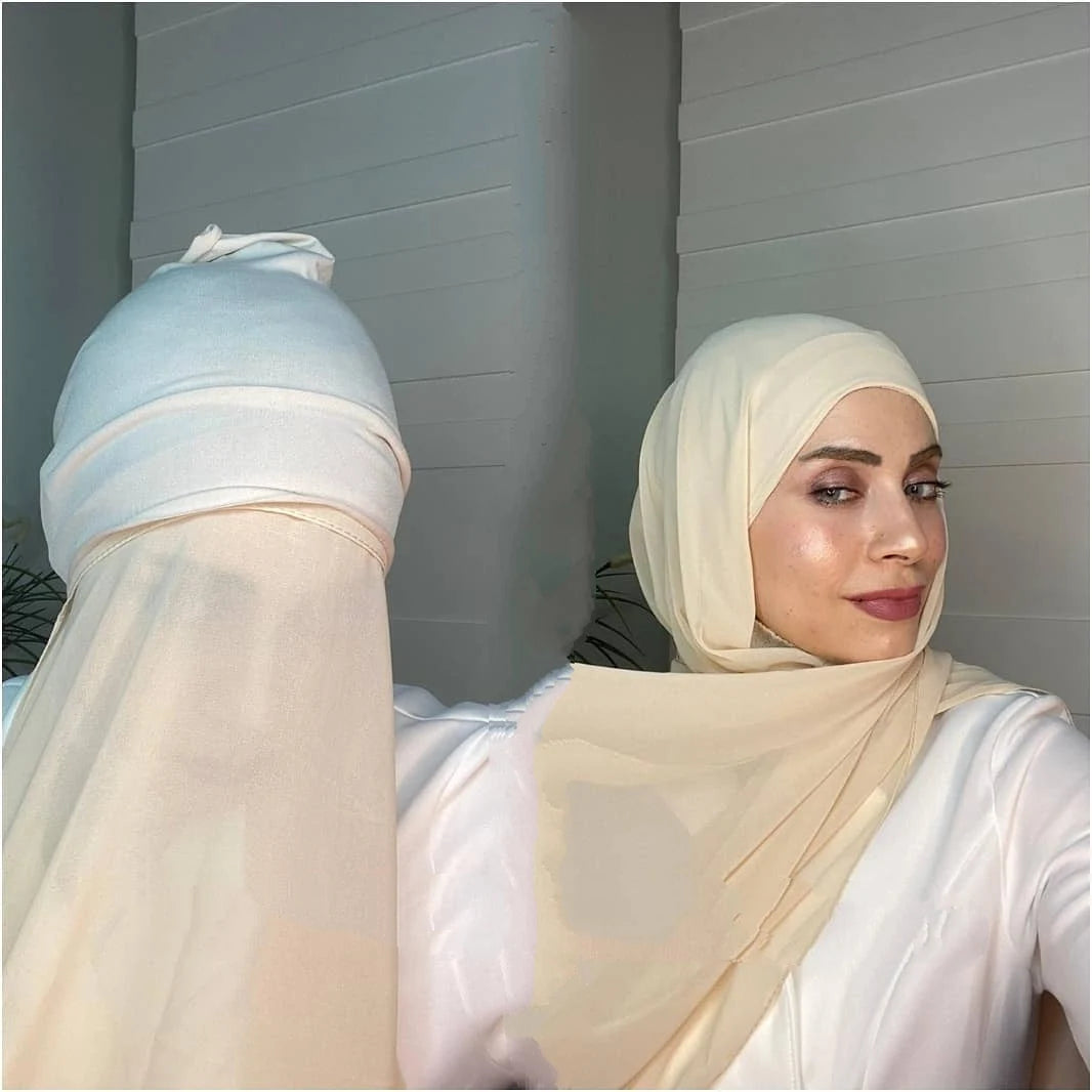 Amazing Chiffon Hijab With Under scarf Cap