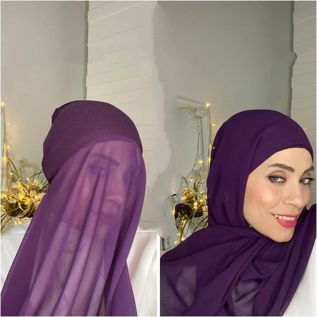 Amazing Chiffon Hijab With Under scarf Cap