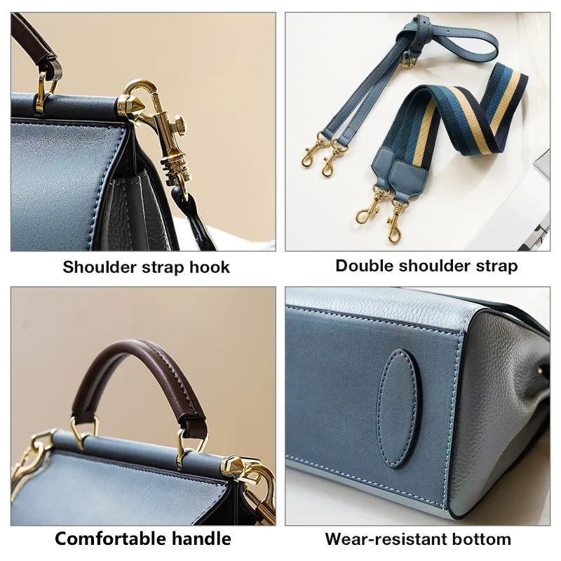 Genuine Leather High Quality Tote Fashion Cowhide Shoulder Crossbody Bag