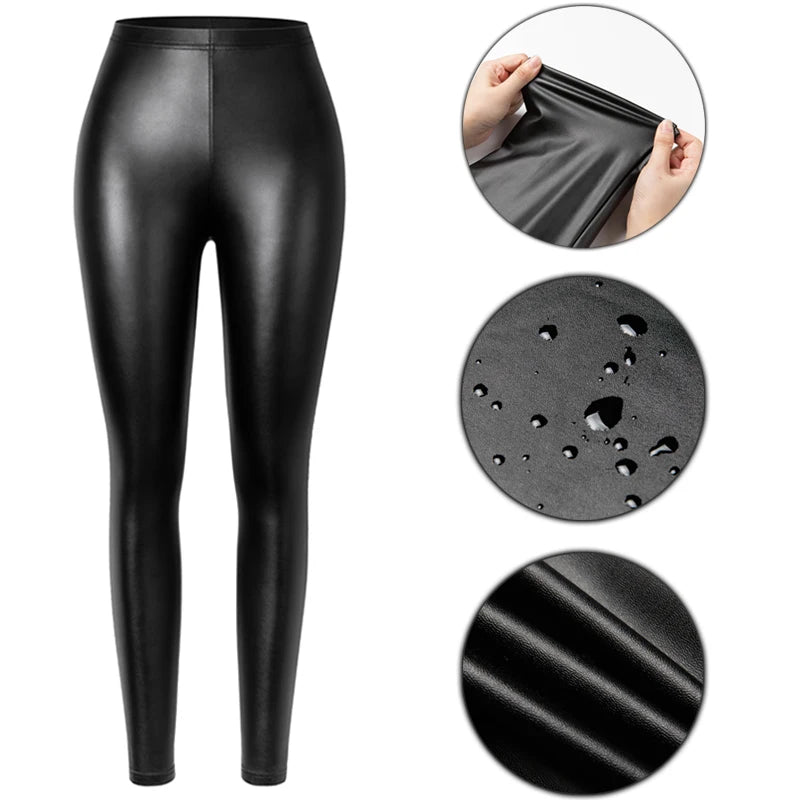 Leather Legging Sexy Thin Black Pants Warm Waterproof Skinny Push Up