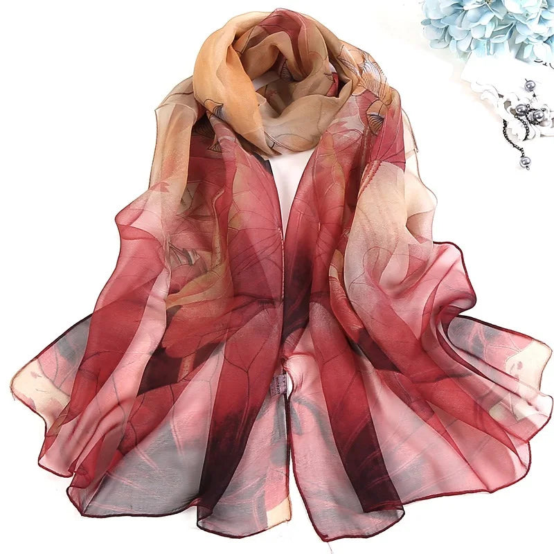 Multiple Color Gradient Color Flower Chiffon Shawl Hijjab