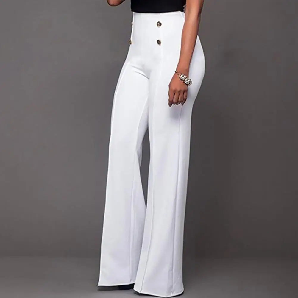 Solid Color Flare Pants Women High Waist