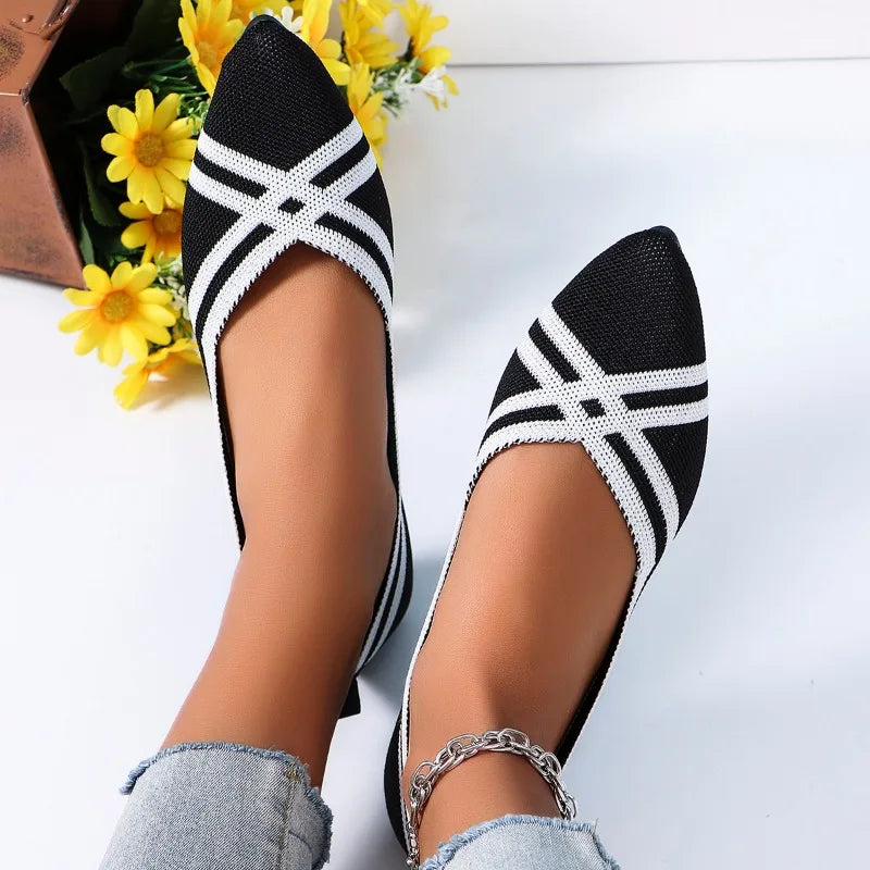 Casual Shoes Slip-on Pump Knit Single Flat Shoes Breathable