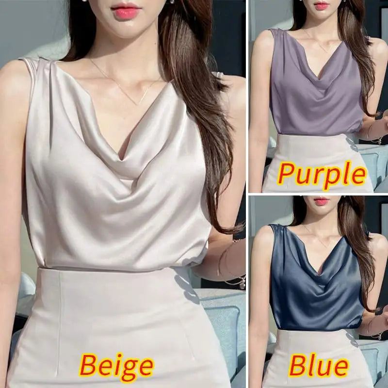 Satin Sleeveless Tank Fashion Top