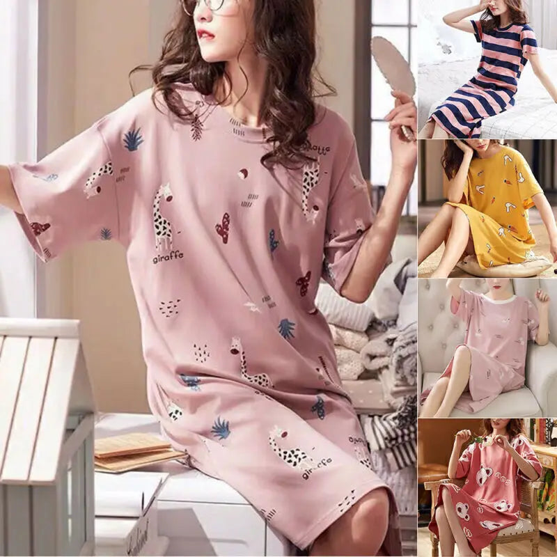 Nightshirt Cartoon Sleepwear Dress