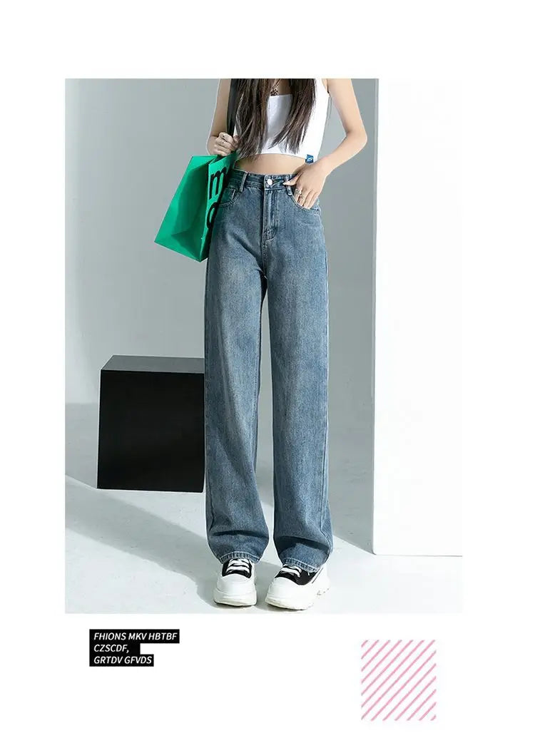 Vintage Straight Wide Leg Cargo Jeans Spring High