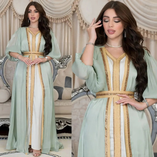 Dalya 3-teiliges Set mit Kaftan-Kleid