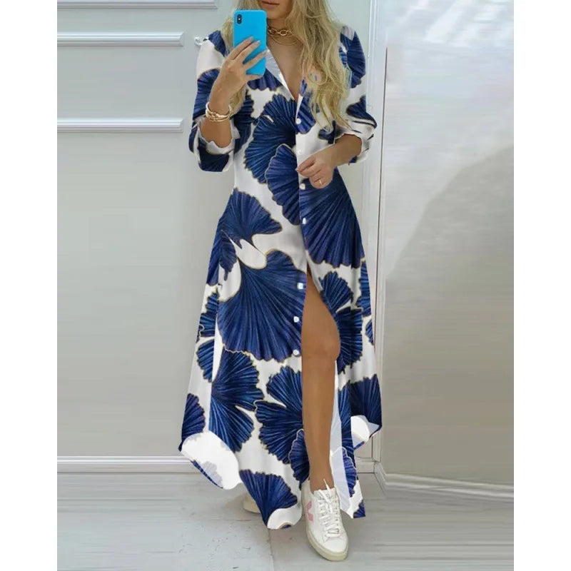 Boho Printed Long Shirts Dress Summer