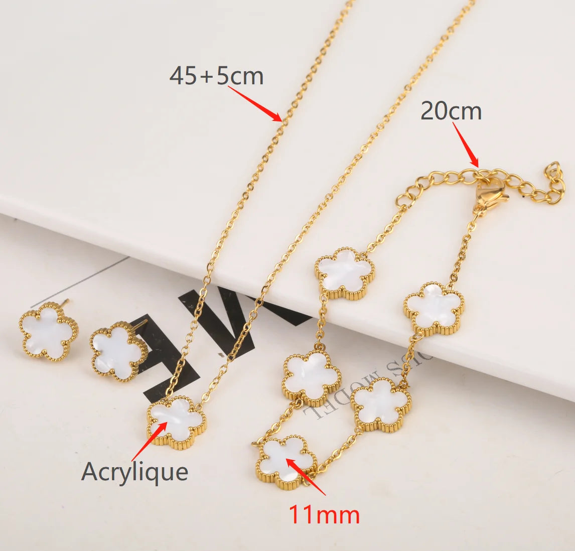 Stainless Steel  Creative Plant Petal Flower  Jewelry Set