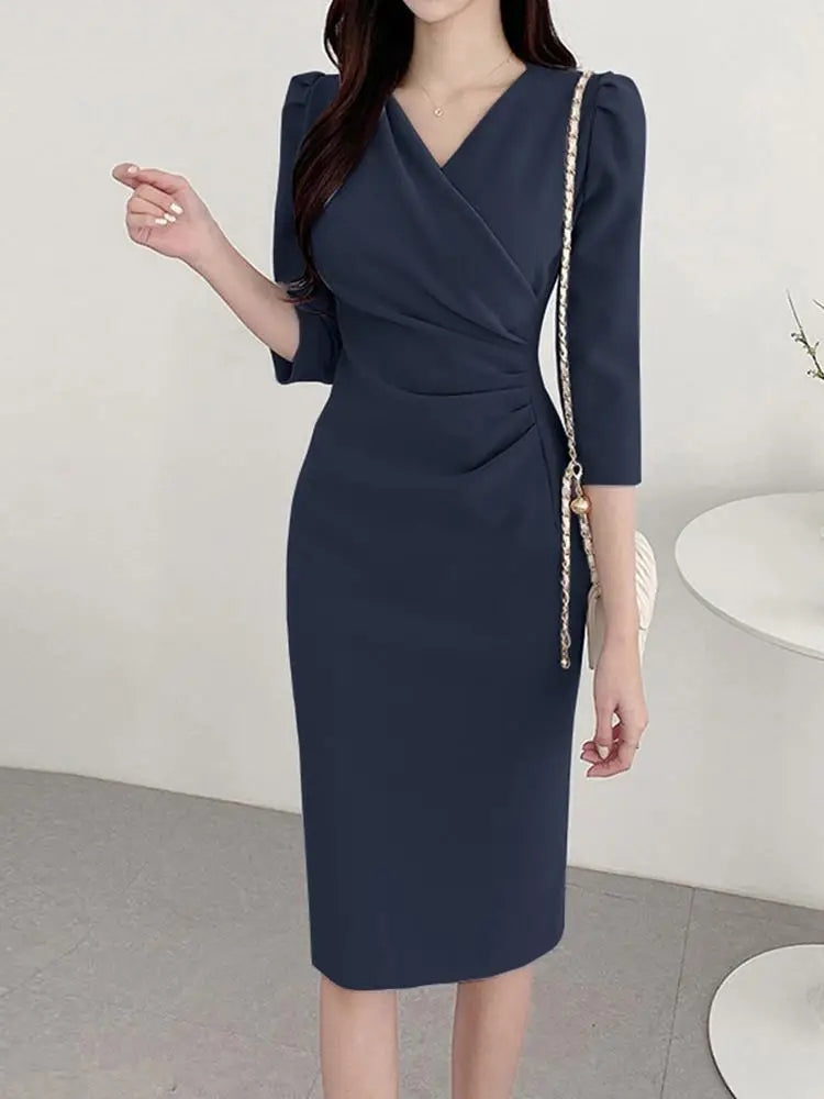 Summer Fashion Solid Color Knee Length Bodycon Dress