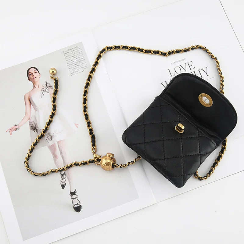 Luxury Metal Belt Chain With Mini Bag