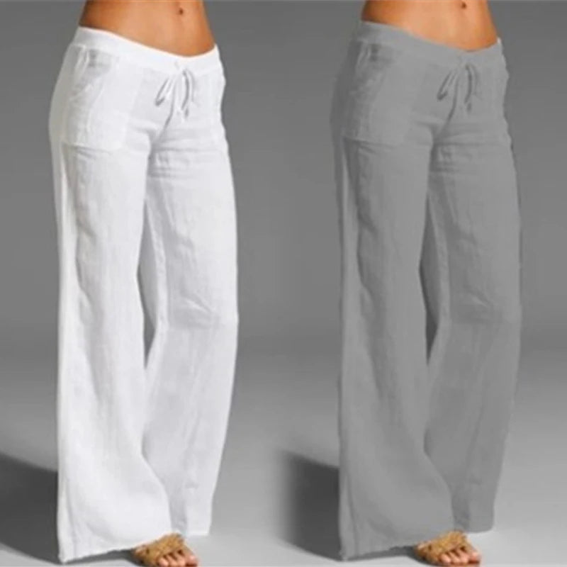 Casual Cotton Linen Wide Leg Pants