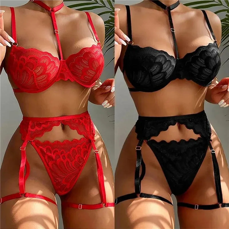 Lace Transparent Lingerie For Women Bra Set