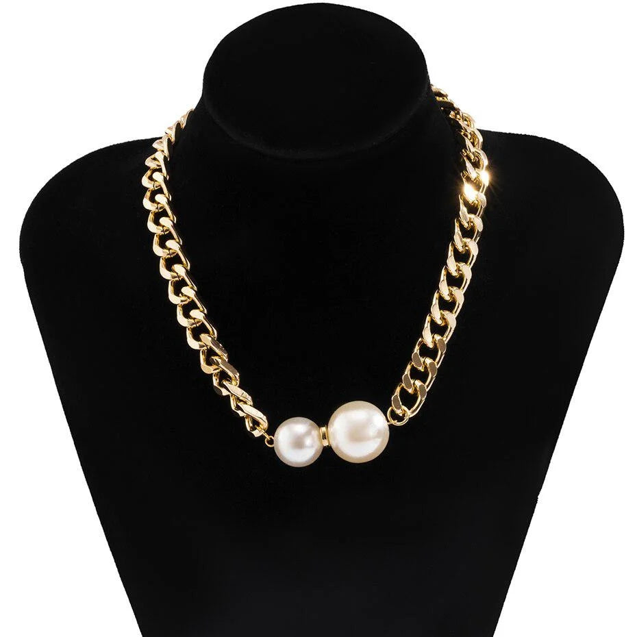 Smooth Cuban Necklaces Women Round Pearl