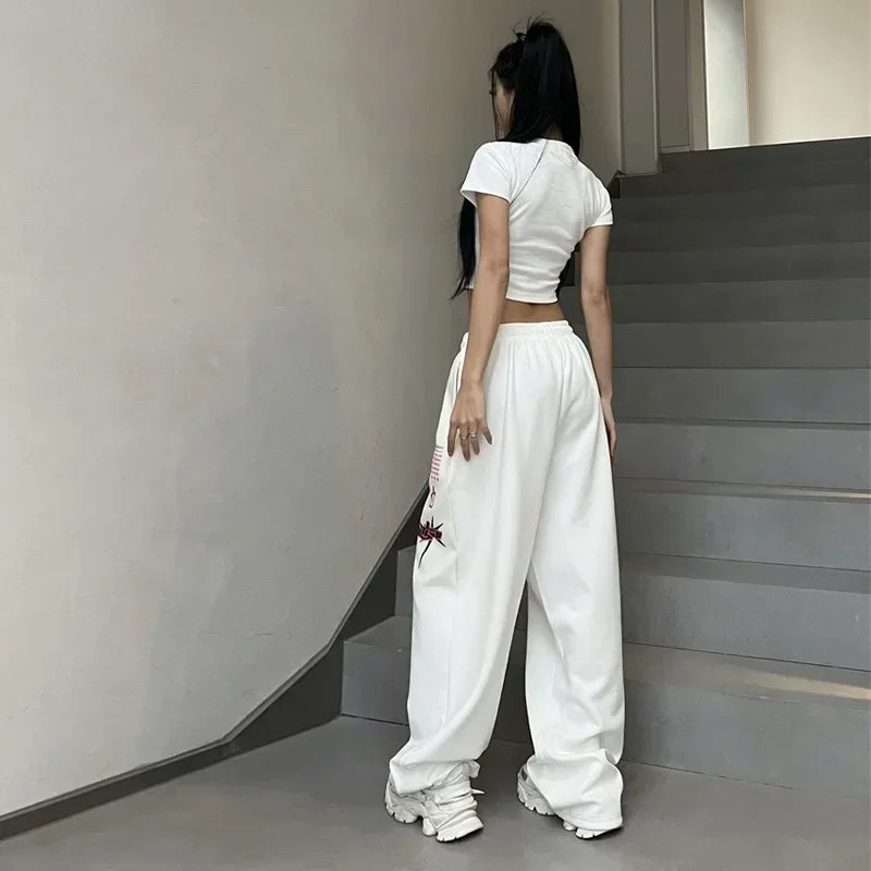 Streetwear White Jogging Sweatpants Oversized 2024