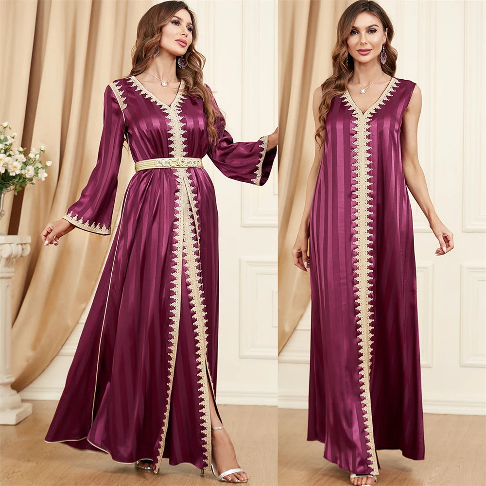 Toqa elegante conjunto de 2 piezas vestido caftán