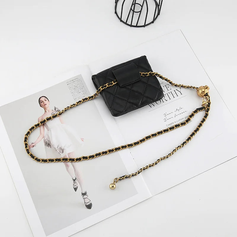 Luxury Metal Belt Chain With Mini Bag