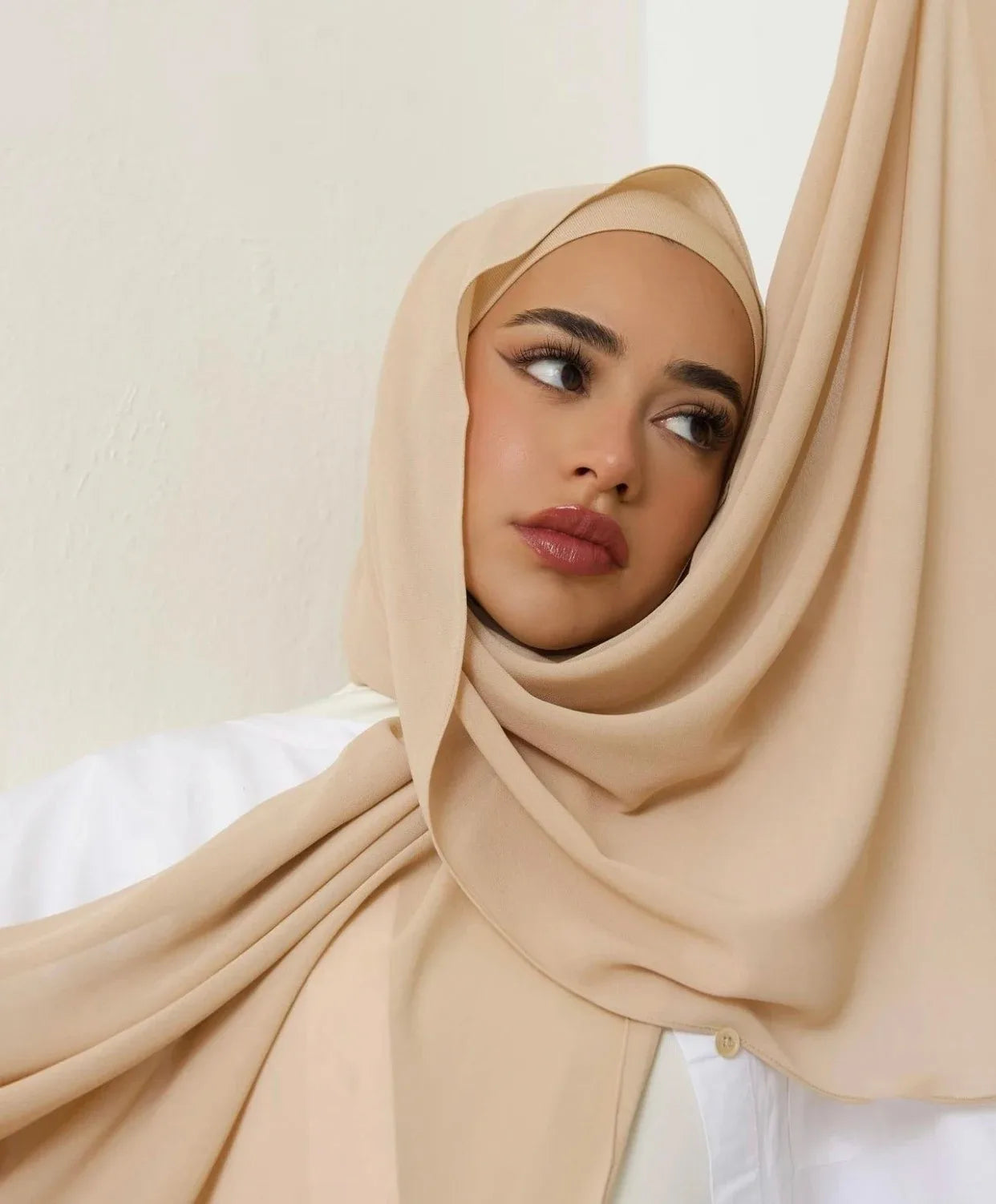 Hijab de gasa pesada con gorro interior elástico