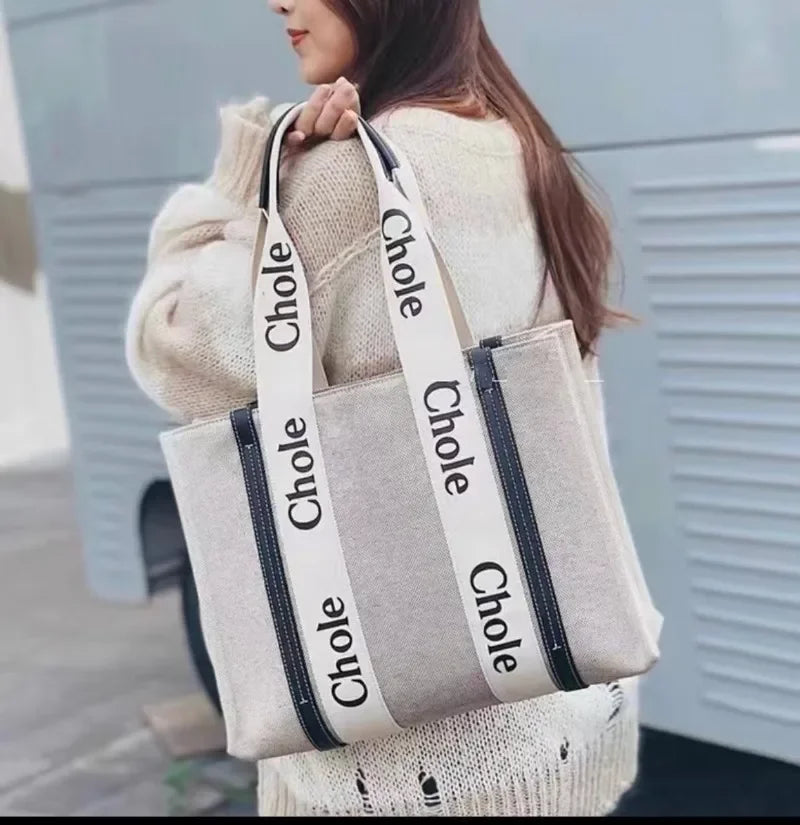 Bolso de hombro de lona a la moda para mujer, bolsos de tela de algodón