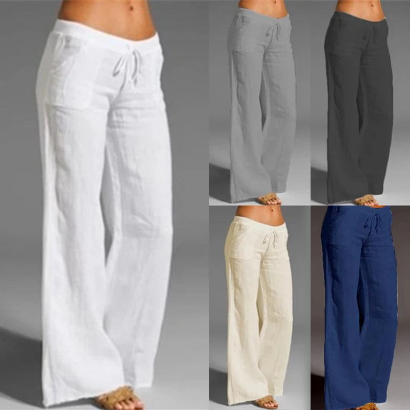 Casual Cotton Linen Wide Leg Pants