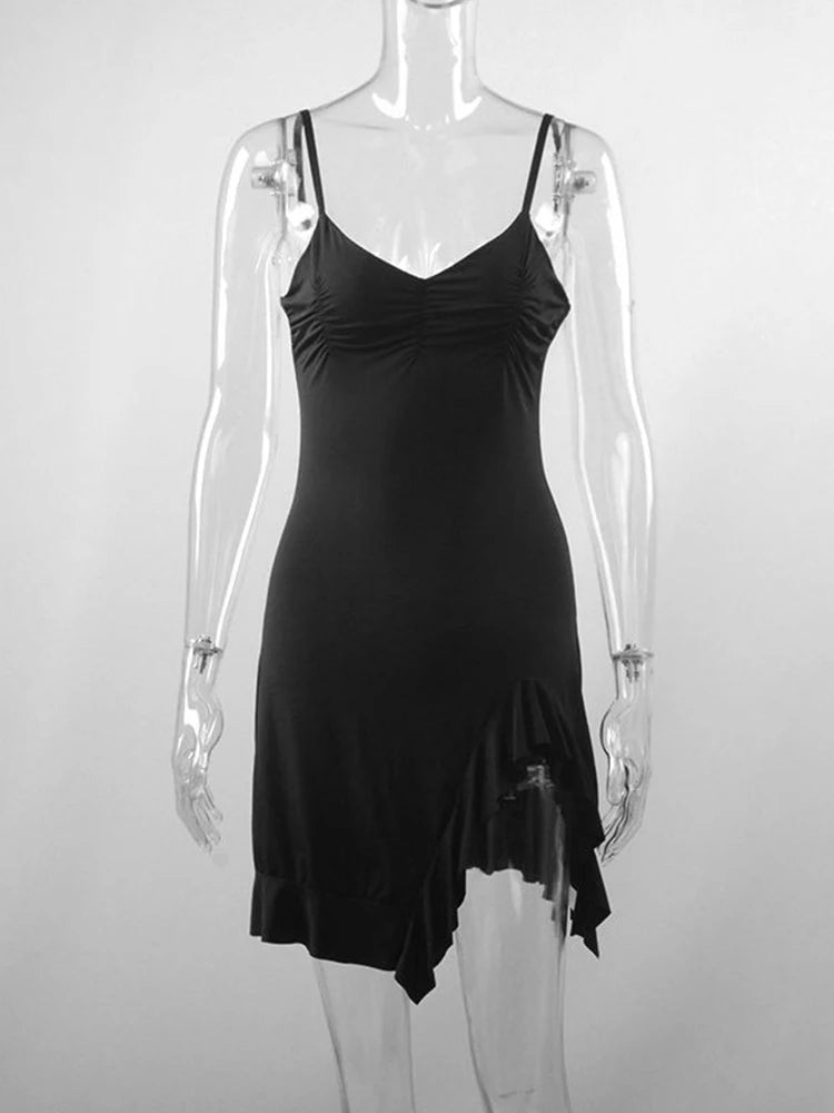 Minivestido de Chloé Nuevo vestido negro sin mangas con tirantes y pliegues sin espalda, vestido ajustado con abertura