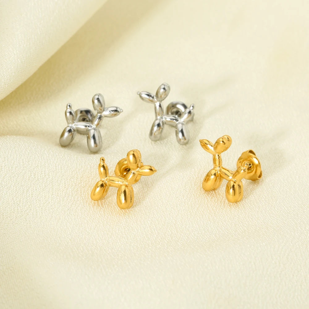 Delicate Cute Pet Dog Simple Stud 18K Plated Gold Earrings