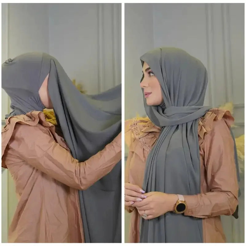 Hijab de gasa pesada con gorro interior elástico