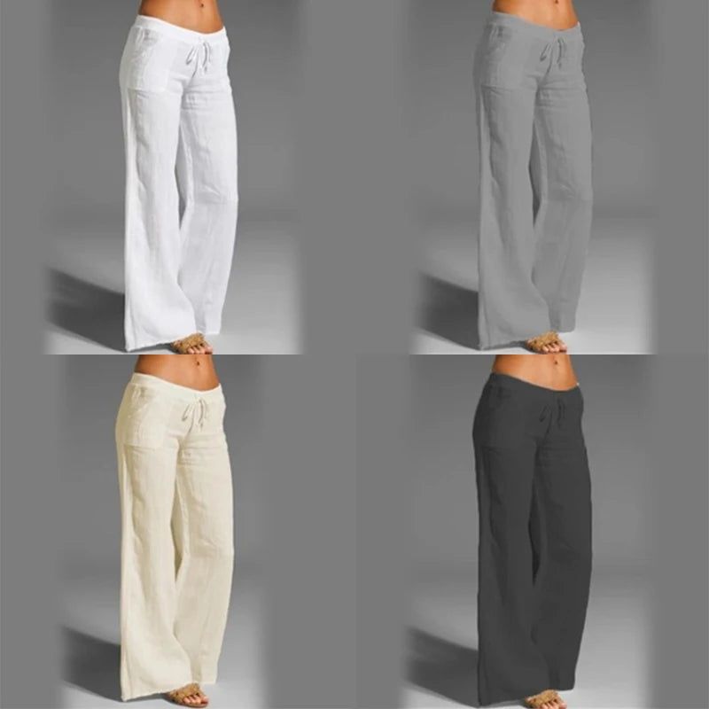 Casual Cotton Linen Wide Leg Pants