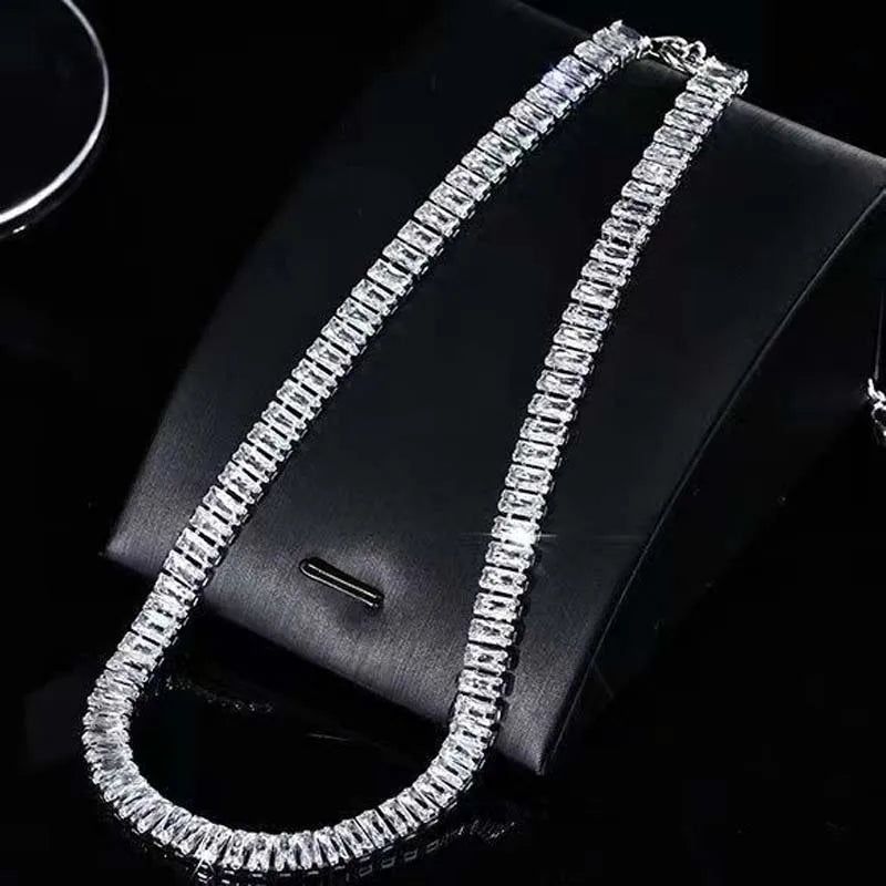 Luxury Shiny Zircon Square Choker Necklace