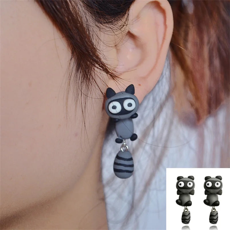 Handmade Cartoon 3D Polymer Clay Animal Earrings