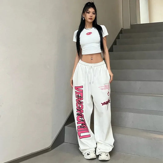 Streetwear White Jogging Sweatpants Oversized 2024