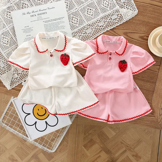 Baby Girl Clothes Summer Knitwear Polo Shirt & Shorts 2 Pieces Set