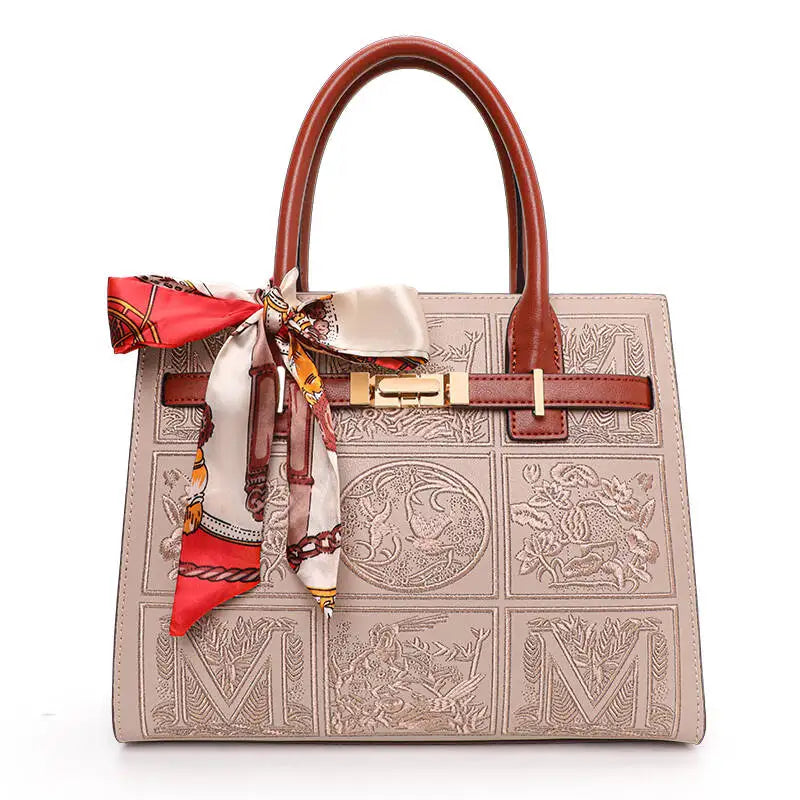 2024 Fashionable  High Grade Embroidered Cowhide Bag