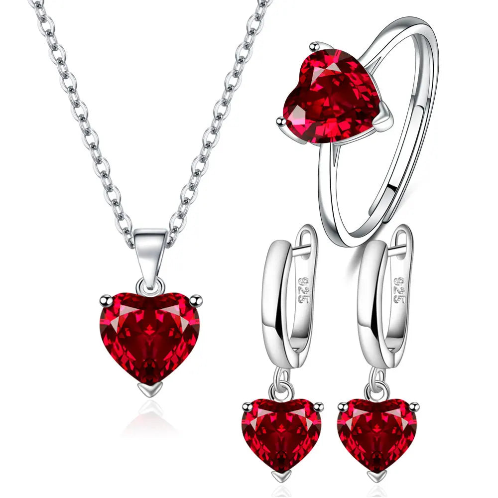 925 Sterling Silver Heart Zircon Jewelry Set