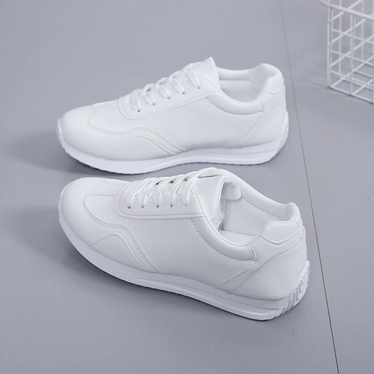 White Leather Sneakers Sport Vulcanized Shoes Comforthable Spring Sneakers Casual Shoes 2024 Fashion School Tennis Flat Shoes