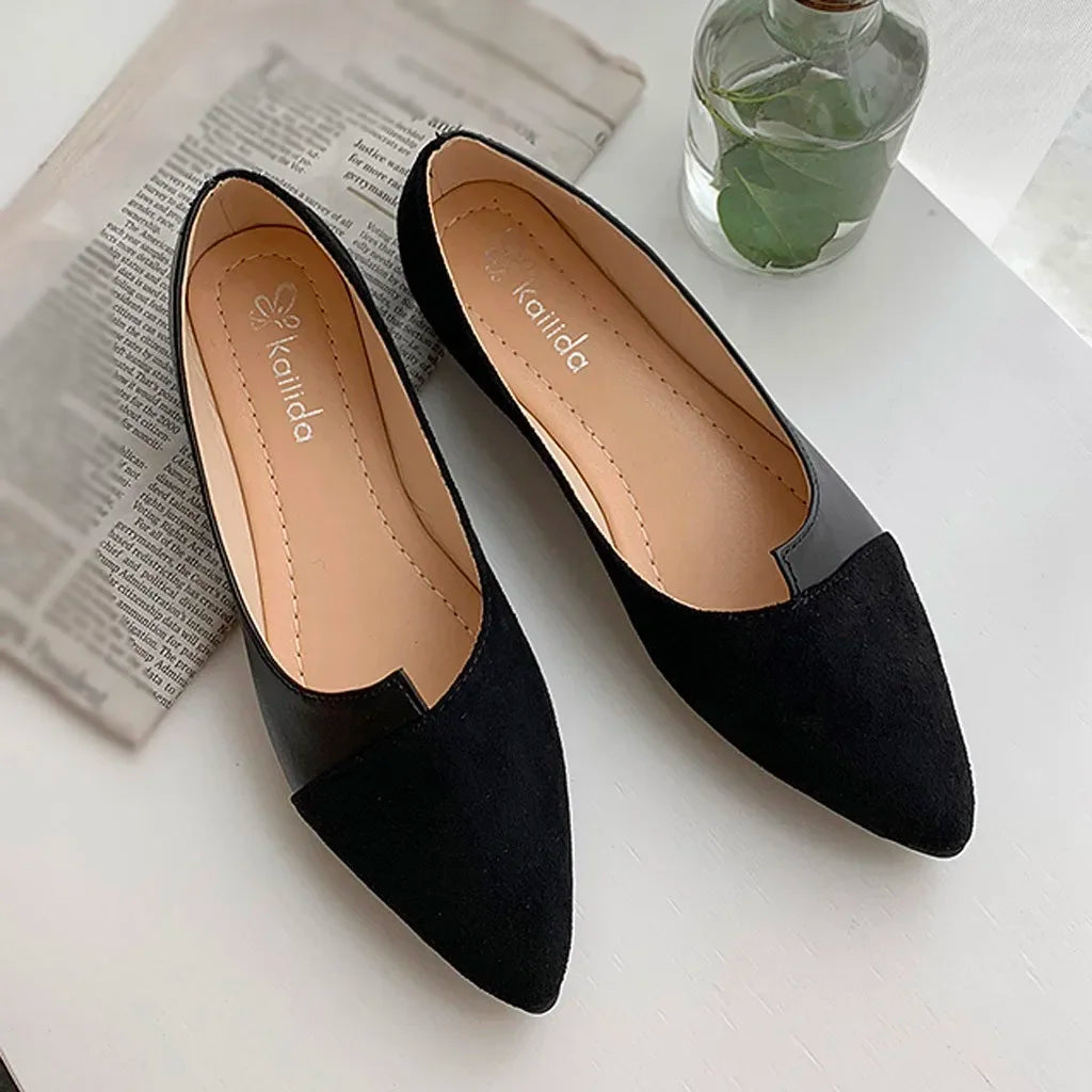 Fashion Splice Color Mule Flats Pointed Toe Ballerina