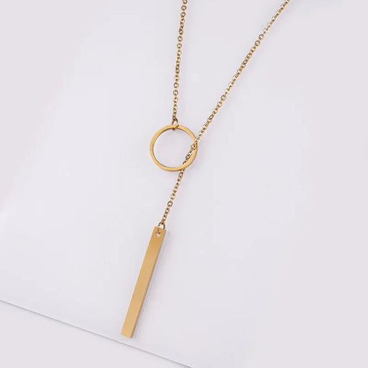 2024 Women Girls Circle Strip Long Chain Necklace