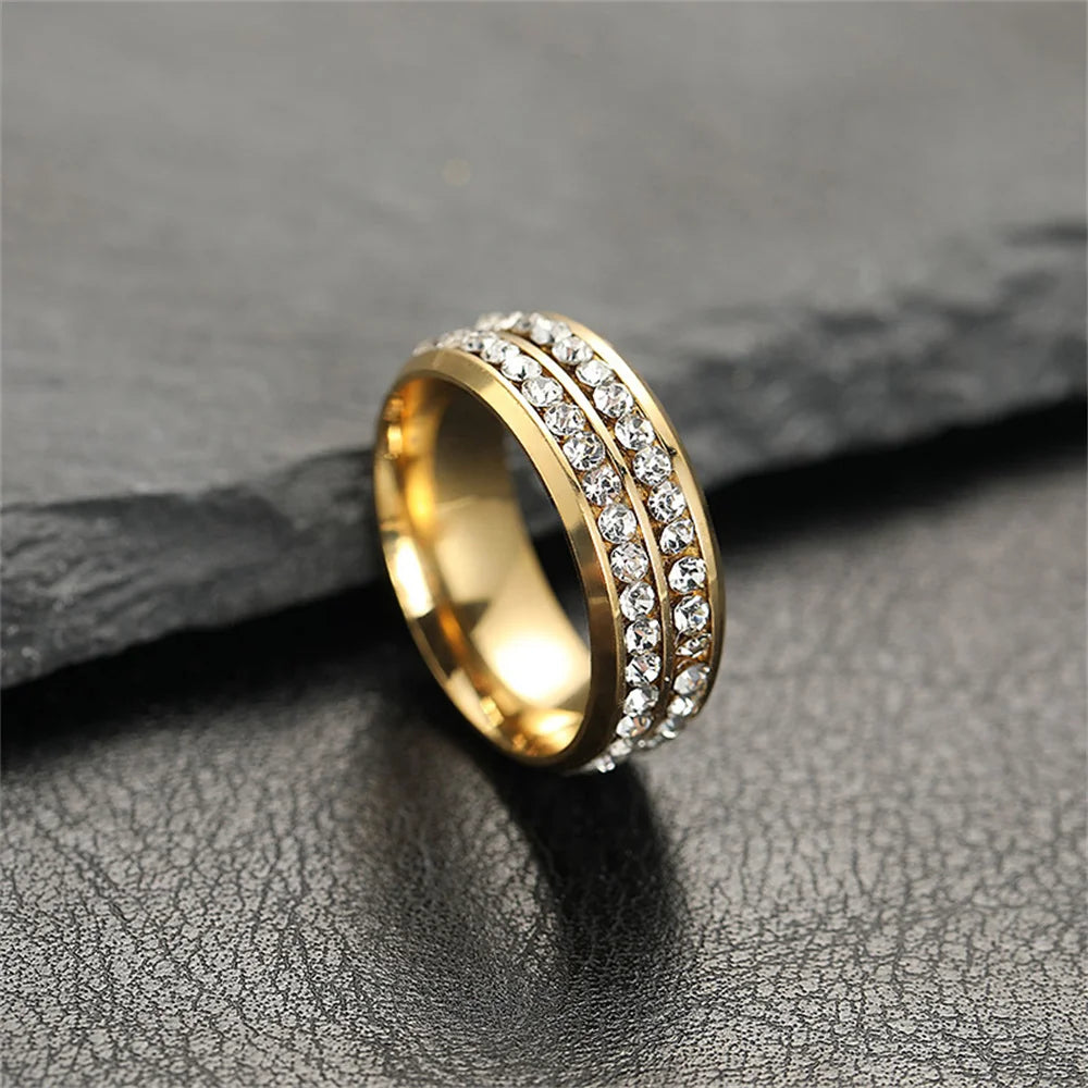 Hip Hop Stainless Steel Cubic Zirconia Ring