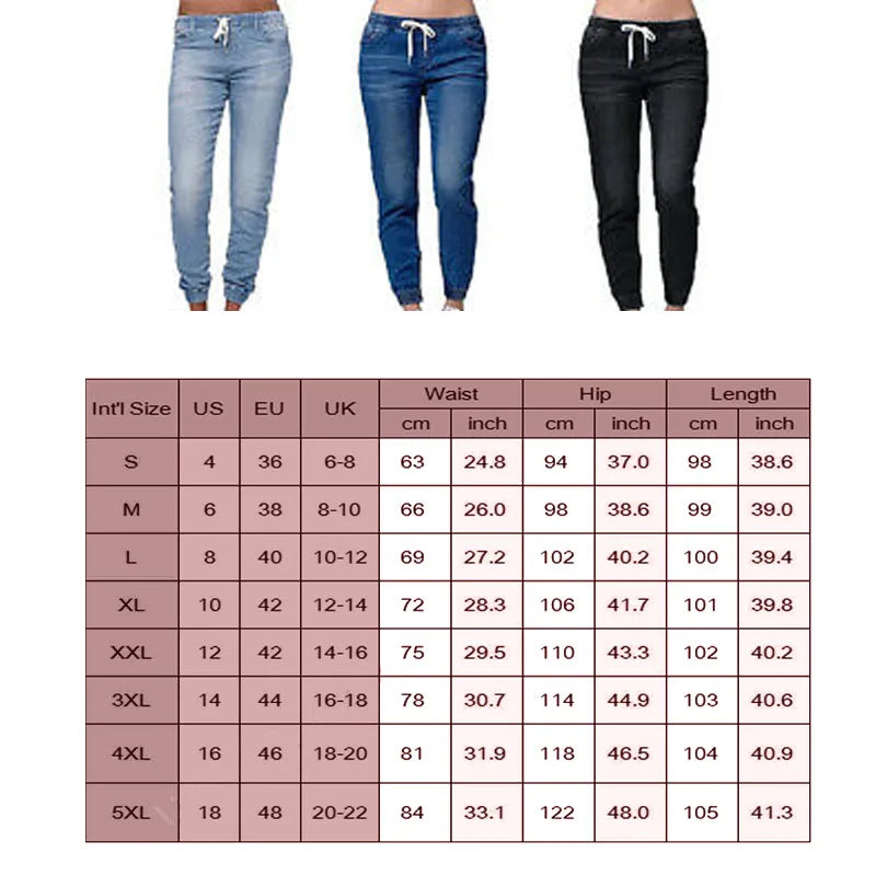 Casual Jogger Pants Elastic Skinny Pencil Jeans