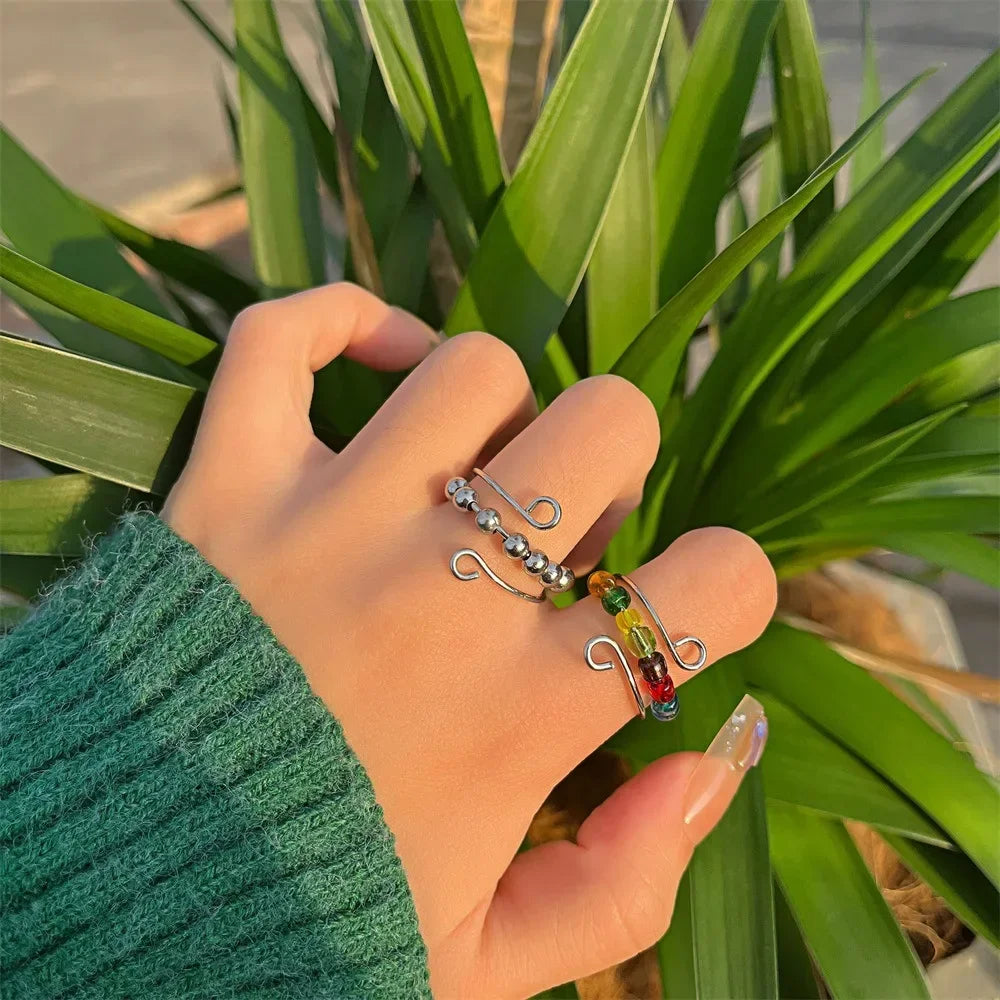 Rainbow Beads Anxiety Ring