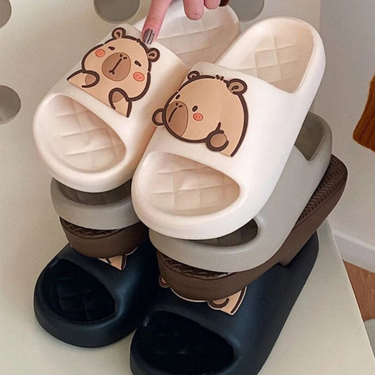 Cute Capybara Design Thick Sole Women Slippers Slides