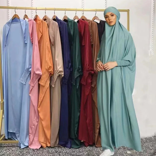 Einteiliges langes Kleid mit Cinch-Ärmeln und Gebetsgewand